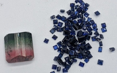 A collection of loose sapphires, together with one