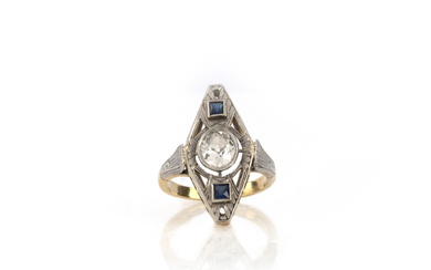 A diamond and sapphire ring, early 20th century