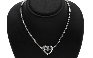 NOT SOLD. A diamond necklace with a pendant in the shape of a heart set with numerous diamonds weighing a total of app. 1.04 ct., mounted in 18k white gold. L. app. 45 cm – Bruun Rasmussen Auctioneers of Fine Art