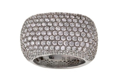 A diamond ring, pave-set with brilliant-cut diamonds, ring size M, 2.5cm x 1.5cm