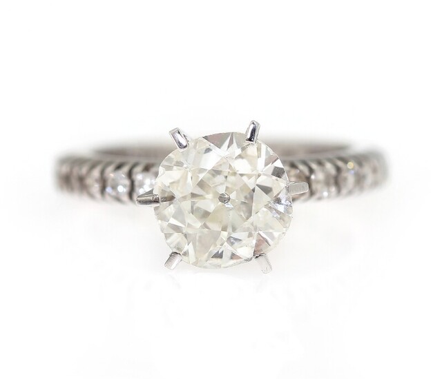 NOT SOLD. A diamond ring set with an old-mine cut diamond weighing app. 1.50 ct....