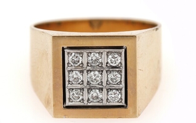 SOLD. A diamond ring set with nine brilliant-cut diamonds weighing a total of app. 0.50...