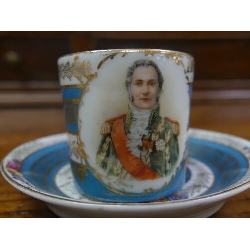 A fine 19thC Vienna porcelain miniature Cabinet Cup and Sauc...
