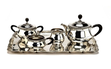 A four piece silver Art Deco tea service