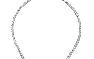 A graduated diamond line necklace