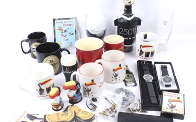 A group of assorted Guinness collectable items.