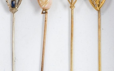A group of thirteen gem-set stickpins