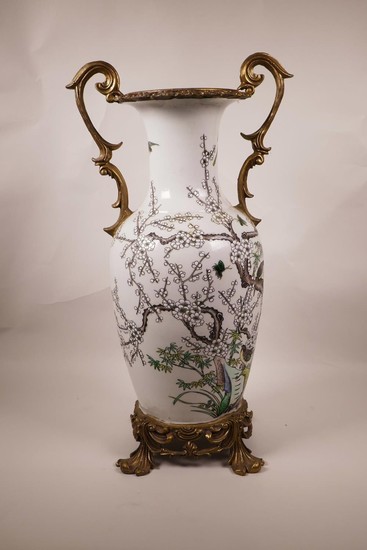 A large Chinese famille verte porcelain vase with later appl...