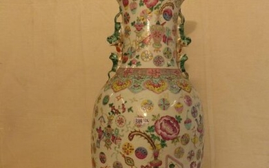 A large Chinese porcelain vase circa 1900 (* a crack). Height: 61 cm.