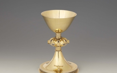 A large Gothic silver gilt communion chalice