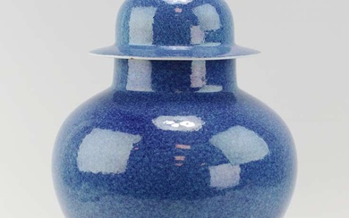 A large robin's egg glaze vase