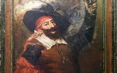A late 19th century oil on canvas of a pirate
