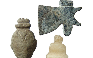 A lot of 3 Egyptian stone amulets, Late period