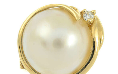 A mabe pearl and brilliant-cut diamond dress ring.