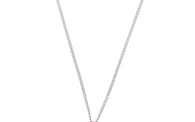 A modern 9ct white gold diamond flowerhead pendant necklace,...
