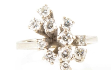 A modern diamond cluster ring.