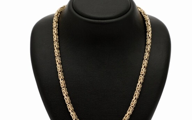 NOT SOLD. A necklace of 14k gold. W. app. 5.2 mm. Weight app. 127.0 g....