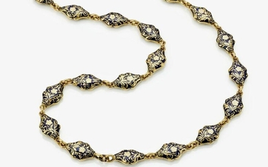 A necklace with enamel