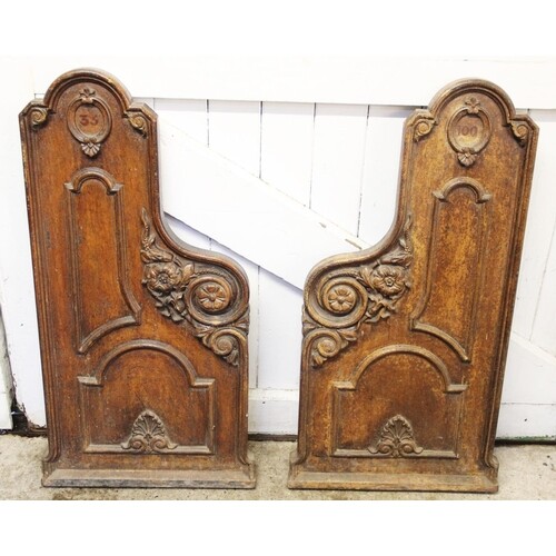 A pair of 19th century cast iron pew supports/ends, by Wrigh...