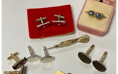 A pair of 9ct gold cufflinks, together with another pair of ...