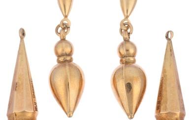 A pair of 9ct gold drop earrings, in the Victorian style, wi...