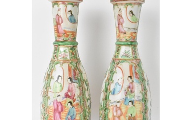 A pair of Chinese late 19th century Canton Famille Rose vase...