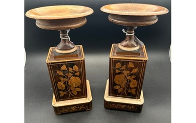 A pair of Georgian inlaid stands, 10''h