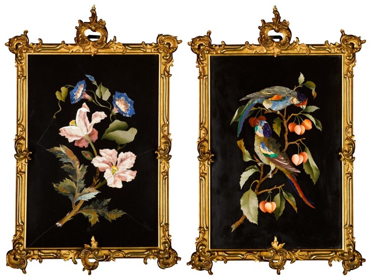 A pair of Italian pietre dure panels, Florence, 19th century