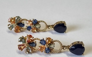 A pair of Silver gilt gem set Earrings.