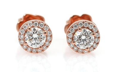 NOT SOLD. A pair of diamond ear studs each set with numerous diamonds weighing a total of app. 0.84 ct., mounted in 18k rose gold. (2) – Bruun Rasmussen Auctioneers of Fine Art