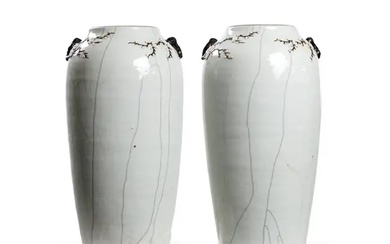 A pair of large Chinese crackle-glazed oviform vases Qing dynasty, 19th century,...