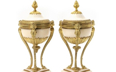 SOLD. A pair of large Louis XVI style gilt bronze and alabaster brûle-parfums. The first half of the 20th century. H. 35 cm. (2) – Bruun Rasmussen Auctioneers of Fine Art