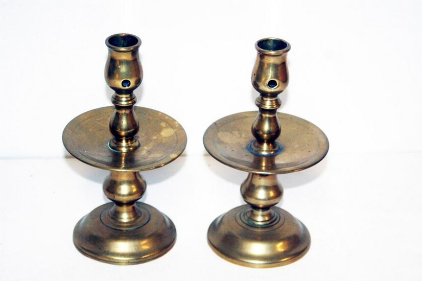 A pair of late 17th or early 18th century Dutch brass