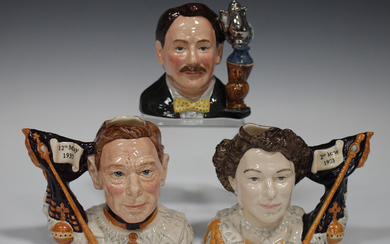 A pair of limited edition small Royal Doulton character jugs, comprising King George VI Coronation
