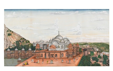 A panoramic view of Alwar, attributed to Ghulam 'Ali Khan, Company School, Delhi or Alwar, circa 1820