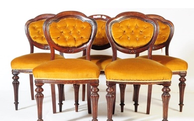 A set of five Victorian 19th century mahogany framed & velo...