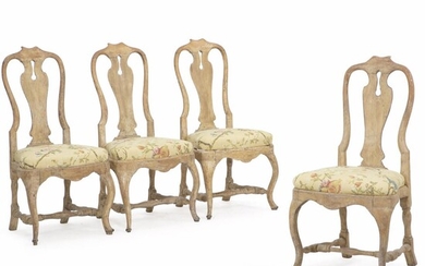 NOT SOLD. A set of four Swedish Rococo yellow painted side chairs. Mid-18th century. (4) – Bruun Rasmussen Auctioneers of Fine Art