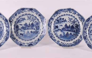 (-), A set of four octagonal china plates,...