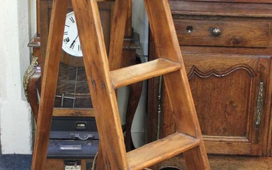 A set of late 19th / early 20th century rustic fruitwood folding steps
