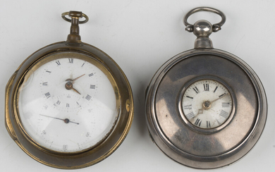 A silver half-hunting pair cased keywind pocket watch, the gilt fusee movement with verge escapement
