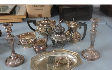 A silver plated Queen Anne style four piece tea and coffee s...