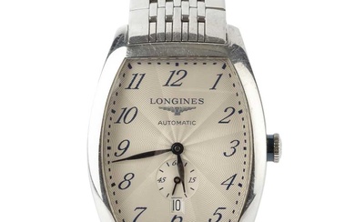 A stainless steel Evidenza automatic wristwatch by Longines, the tonneau...