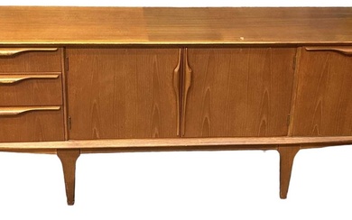 A teak mid century sideboard with three drawers, pair of...