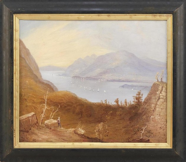 AFTER WILLIAM HENRY BARTLETT, New Hampshire/United Kingdom, 1809-1854, "View from Fort Putnam" (West Point)., Oil on canvas, 20" x 2...