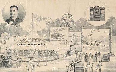 AN 1890s ADVERTISING POSTER FOR C.W. PARKER AMUSEMENT