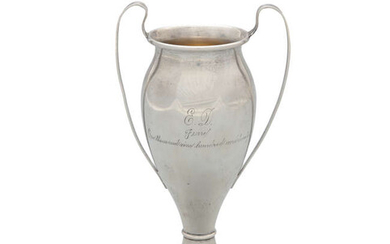 AN AMERICAN SILVER TWO HANDLE CUP, C.1900 stamped...