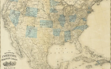 AN ANTIQUE MAP, "New Railroad Map of the United States
