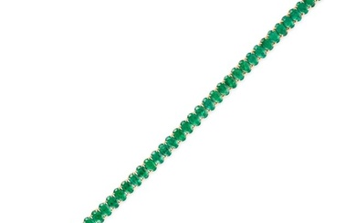 AN EMERALD LINE BRACELET set with a row of oval cut emeralds, the emeralds all totalling 19.45 ca...