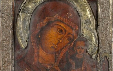 AN ICON SHOWING THE KAZANSKAYA MOTHER OF GOD WITH BASMA