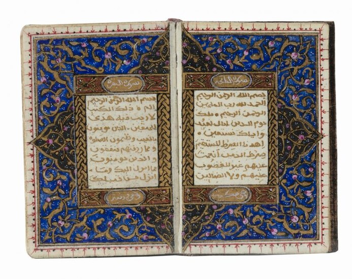 AN ILLUMINTATED MINIATURE OTTOMAN QURAN AND SILVER